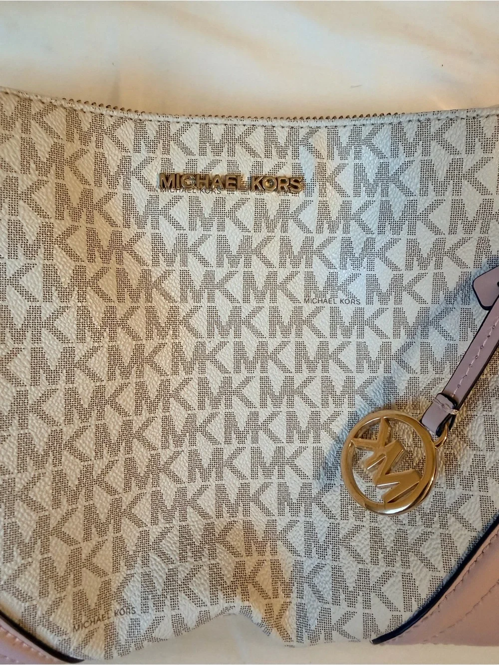 Michael Kors Pink and Cream Signature Crossbody